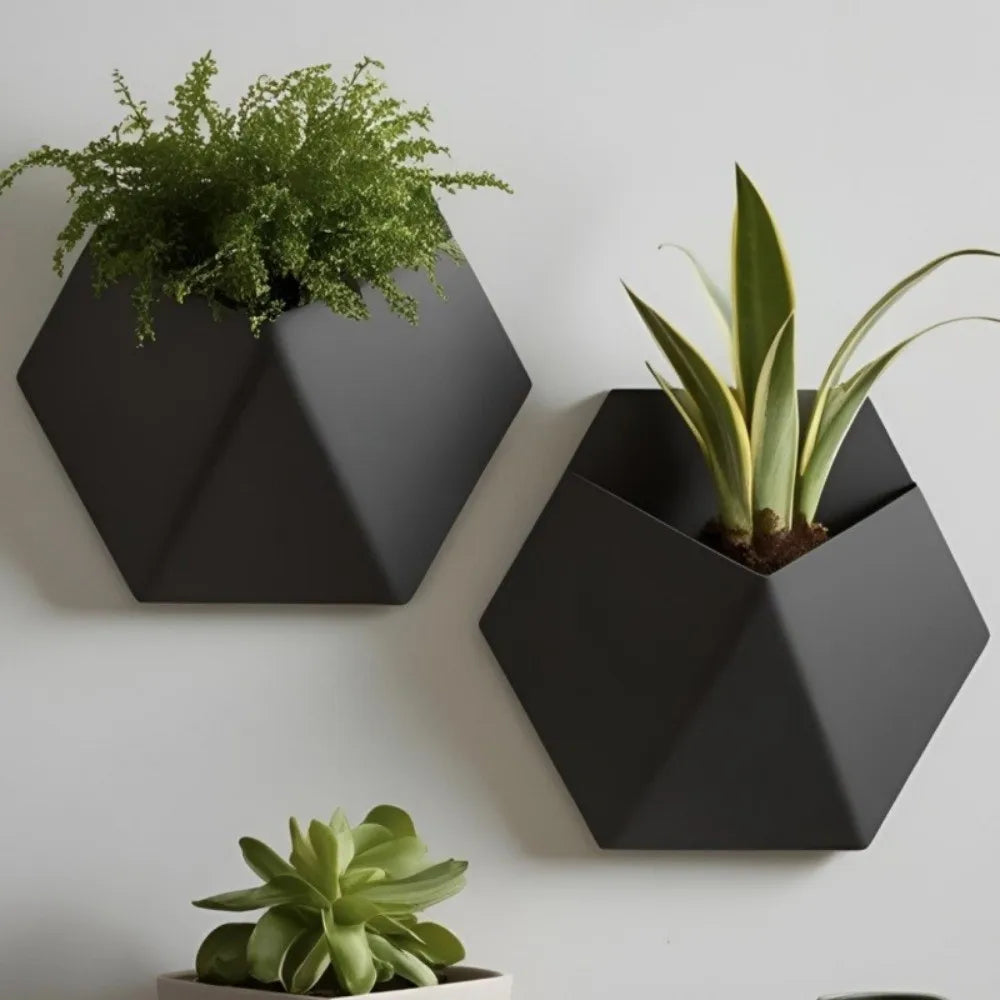 Modern Style Geometric Hexagonal Flower Pot Wall-Mounted Decorative Wall Hanging Planter 3D Printed Plant Containers Office